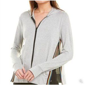 Terez side-split rainbow trim hoodie gray